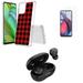 Accessories Bundle for Motorola Moto G Stylus 5G 2023 - Flexible TPU Shockproof Protection Case (Black) Screen Protector Premium Wireless Earbuds TWS with Charging Case