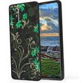 Dark-green-grunge-Gothic-floral-glossy Phone Case Degined for Samsung Galaxy A71 4G Case Men Women Flexible Silicone Shockproof Case for Samsung Galaxy A71 4G