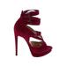 Nicholas Kirkwood Heels: Strappy Platform Cocktail Party Pink Print Shoes - Women's Size 37.5 - Peep Toe