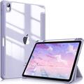 Hybrid Case For Ipad Air 5Th Generation 2022 / Ipad Air 4Th Generation 2020 10.9 Inch With Pen Holder - Shockproof Cover With Transparent Clear Hard Back Protective Shell Pastel Purple