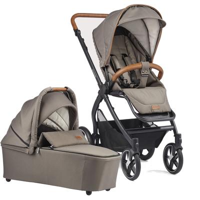 Kombi-Kinderwagen GESSLEIN "FX4 Soft+ mit Aufsatz Style, taube/cognac", Baby, braun (taube, cognac), Kinderwagen, mit Babywanne C3 und Babyschalenadapter