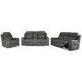 Signature Design by Ashley Jesolo 3 - Piece Reclining Living Room Set Faux Leather/Polyester in Brown | 42 H x 88 W x 40 D in | Wayfair Living Room Sets