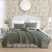 Laura Ashley Solid Diamond Velvet Bonus Quilt Set Polyester/Polyfill in Green | Queen Quilt + 2 Standard Shams + 1 Throw Pillow | Wayfair