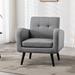 Armchair - Mercury Row® Almeda 29.75" Wide Tufted Armchair Wood/Polyester/Fabric in Gray | Wayfair 933715870BA64005B99DEC6886C20F2A