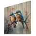 Red Barrel Studio® Danushan Blue Birds Sitting On Tree Branch I On Wood Print Wood in Blue/Brown/Pink | 25 H x 25 W x 0.78 D in | Wayfair