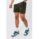 Mens Green Elastic Waist Camo Comfort Short, Green