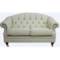 Chesterfield Handmade 2 Seater Sofa Settee Cream Real Leather In Victoria Style