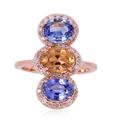 Women's Sapphire Cocktail Ring 18K Rose Gold Diamond Artisan