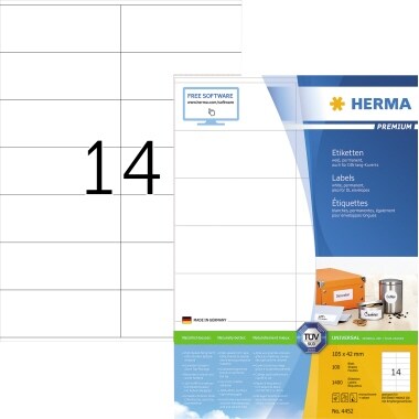 HERMA Etikett PREMIUM 4452 105x42mm weiß 1.400 St./Pack. Image