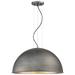 Sommerton 3-Light Pendant in Rubbed Zinc with Silver Leaf