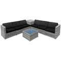 Costway 8 Piece Wicker Sofa Rattan Dinning Set Patio Furniture with Storage Table-Black