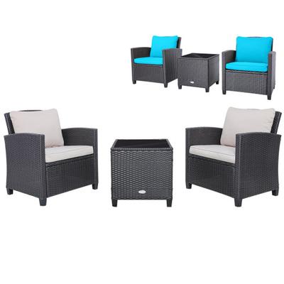 Costway 3 Pieces Rattan Patio Furniture Set with W...