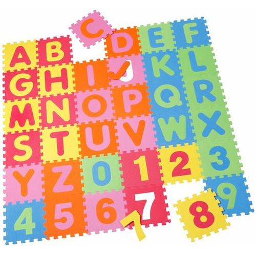 Knorrtoys 21004 - Puzzlematte Bodenpuzzle Spielmatte Spielteppich Schaumstoffmatte Alphabet und Zahlen 36 Matten, 86 Teile - Knorrtoys