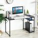 47.2 inch Home Office Study Writing Table with Storage Shelves Space Saving, Modern Simple Style PC Metal Frame Computer Desk