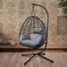 Outdoor Hanging Egg Chair with Stand and Cushion - Red Wicker