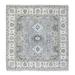 Shahbanu Rugs Medium Gray, Karajeh and Geometric Design, Pure Wool, Hand Knotted, Square Oriental Rug (6'2" x 6'2")