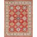 Shahbanu Rugs Rose Red Hand Knotted Natural Dyes Extra Soft Wool Special Kazak with Geometric Medallions Rug (9'2" x 11'10")