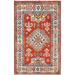 Shahbanu Rugs Imperial Red Special Kazak with Large Medallion Natural Dyes Pure Wool Hand Knotted Mat Oriental Rug (2'0" x 3'0")