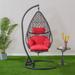 PE Rattan Swing Chair with Stand and Leg Rest for Outdoor Use