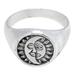Icon of Universe,'Polished Sterling Silver Signet Ring with Moon and Sun Sign'