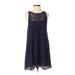 Free People Cocktail Dress - A-Line Crew Neck Sleeveless: Blue Print Dresses - Women's Size X-Small