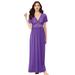 Plus Size Women's Long Lace Top Stretch Knit Gown by Amoureuse in Plum Burst (Size 5X)