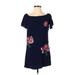 Style Envy Casual Dress - Shift: Blue Floral Motif Dresses - Women's Size Small