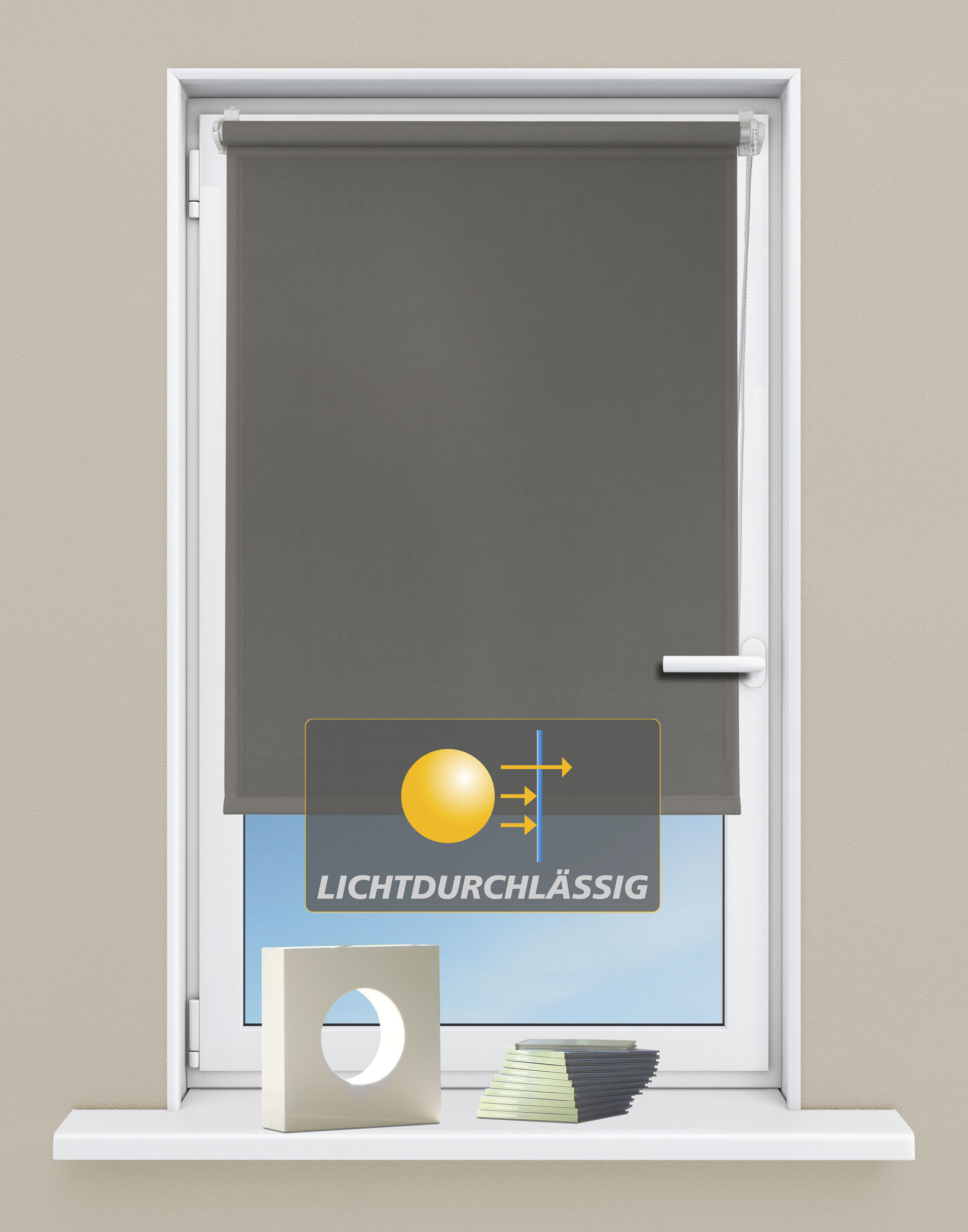 Seitenzugrollo KUTTI "Seitenzugrollo 'Ida', Lichtschutz, Klemmfix, ohne Bohren, Fixmaß" Gr. 4, braun, B:90cm H:160cm, Polyester, Rollos, Seitenzugrollo, Sichtschutz, Sonnenschutz