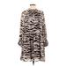 H&M Casual Dress - A-Line Mock 3/4 sleeves: Tan Zebra Print Dresses - Women's Size Medium