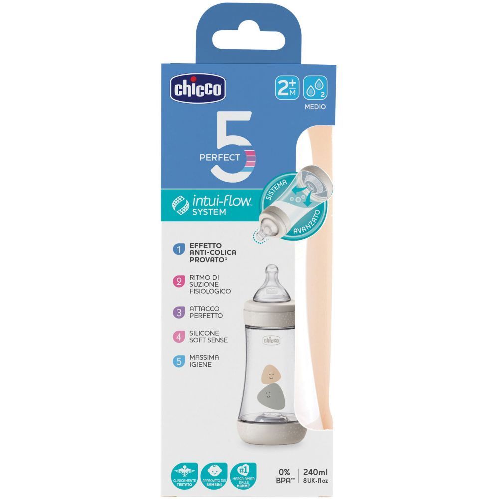 Chicco Biberon Perfect 5 Unisex 240 Ml In Silicone 2 Fori 1 St