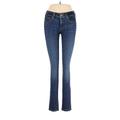 Ann Taylor LOFT Jeans - Mid/Reg Rise Skinny Leg Denim: Blue Bottoms - Women's Size 00 - Dark Wash