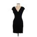 Nicole Miller Collection Casual Dress - Sheath Plunge Short sleeves: Black Print Dresses - Women's Size Medium