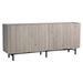 Loon Peak® Domenique 79" Reclaimed Pine & Iron 4-Door Sideboard w/ Carved Fluted Door Fronts, Light Grey Wash Wood in Black/Brown/Gray | Wayfair