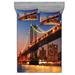 East Urban Home New York Manhattan Bridge w/ Cityscape Over River Brooklyn Popular Town Sheet Set Microfiber/Polyester | Full | Wayfair