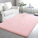 Pink 90 x 63 x 1 in Area Rug - Mercer41 Karragh Solid Color Machine Woven Shag Rectangle 5'3" x 7'6" Area Rug in | 90 H x 63 W x 1 D in | Wayfair