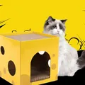 Maison à gratter pour chat boîte à fromage pliable en forme de nid pour chat lit en carton ondulé