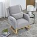 Rocking Chair - Isabelle & Max™ Kawamura Teddy Rocking Chair, Modern Accent High Back Armchair Rocker w/ One Pillow, Two Side Pockets /Velvet | Wayfair