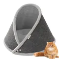 Sac de couchage en feutre doux pour chat panier semi-fermé accent de chat maison pour petit chat