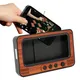 Support de téléphone TV rétro avec haut-parleur support de style TV en bois créatif support