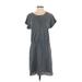 Esprit Casual Dress - DropWaist Scoop Neck Short sleeves: Gray Print Dresses - Women's Size Small