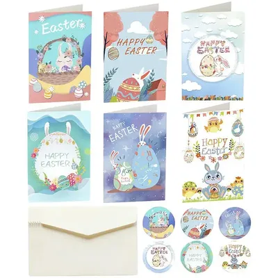 Carte de voeux de Pâques Joyeuses Pâques carte-cadeau de dessin animé lapin et œuf de lapin carte