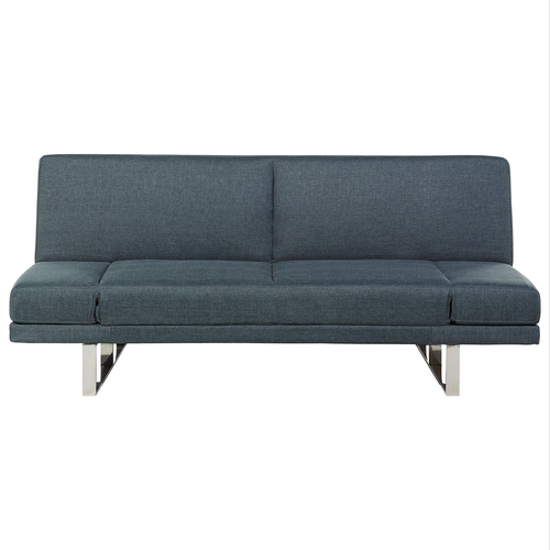 Sofa Blau Polsterbezug 2-Sitzer Schlaffunktion Verstellbare Armlehnen Skandinavisch Modern Wohnzimmer