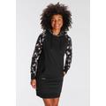 Sweatkleid KANGAROOS, Damen, Gr. 36 (S), N-Gr, schwarz, angeraute Sweatware, Obermaterial: 80% Baumwolle, 20% Polyester, unifarben mit Farbeinsatz, geblümt, bedruckt, kontrastfarbene Details, casual, figurumspielend mini, Langarm Rippbündchen,...
