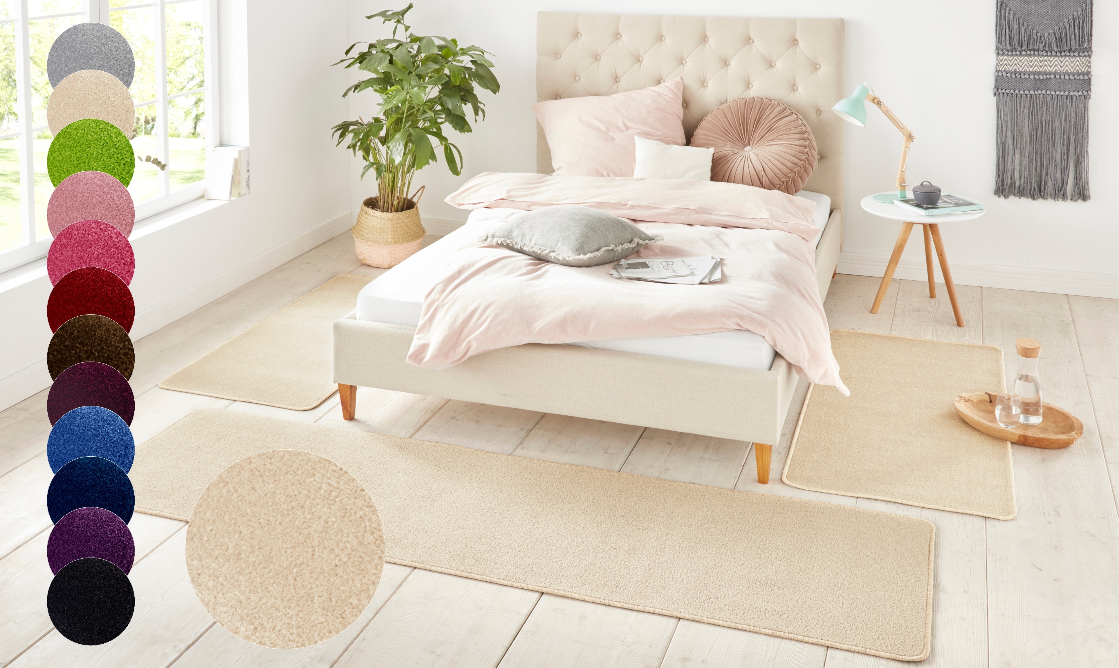 Bettumrandung HANSE HOME "Shashi" Gr. 14, beige (creme), H:8mm, Obermaterial: 100% Polypropylen, Bettumrandungen, Kurzflor, Unifarben, Teppich, Bettläufer, Bettvorleger, Teppichläufer Image