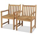 Set di 2 Sedia da Giardino Sedie da Esterno - Poltrone da Giardino in Legno Massello di Teak