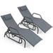 2PCS Patio Chaise Lounge Glider Recliner Chair Adjustable Sturdy Frame