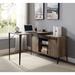 Industrial L-Shape Writing Desk - Cabinet, Sliding Barn Door, USB Port, Cord Management