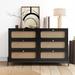 Modern Cannage 6-Drawer Dresser, Versatile Storage Solution with Rattan Accents