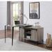 Industrial L-Shape Writing Desk - Cabinet, Sliding Barn Door, USB Port, Cord Management