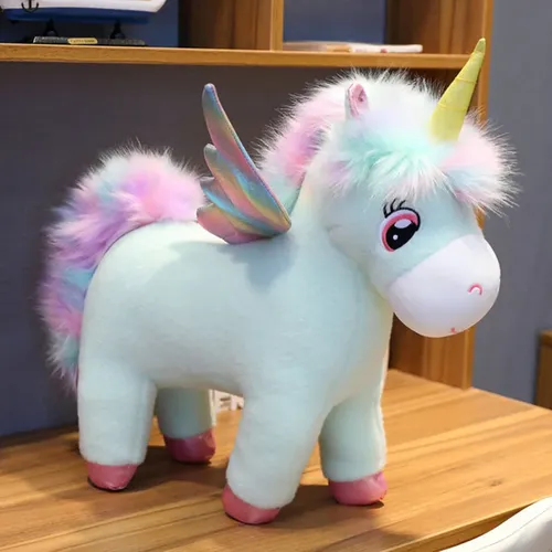 Fantastische Glühen Regenbogen flügel Einhorn Plüsch tier Riesen Einhorn Spielzeug Stofftier Puppe